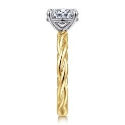 New Gabriel & Co. Emersin - 14K White-Yellow Gold Twisted Oval Diamond Engagement Ring