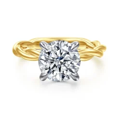 Sale Gabriel & Co. Emersin - 14K White-Yellow Gold Twisted Round Diamond Engagement Ring