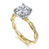 Discount Gabriel & Co. Emersin - 14K White-Yellow Gold Twisted Round Diamond Engagement Ring
