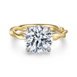 Discount Gabriel & Co. Emersin - 14K White-Yellow Gold Twisted Round Diamond Engagement Ring