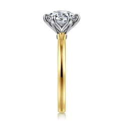 Best Gabriel & Co. Emma - 14K White-Yellow Gold 6 Prong Round Solitaire Engagement Ring