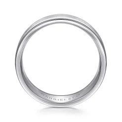 New Gabriel & Co. Emmett - 14K White Gold 8mm - Men's Wedding Band in Satin Finish