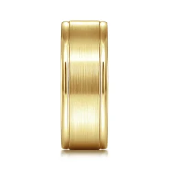 Best Gabriel & Co. Emmett - 14K Yellow Gold 8mm - Men's Wedding Band in Satin Finish