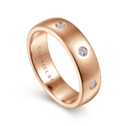 Sale Gabriel & Co. Emrys - 14K Rose Gold Diamond Men's Wedding Ring in High Polished Finish