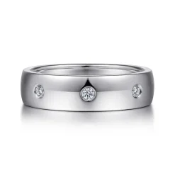 Best Gabriel & Co. Emrys - 14K White Gold Diamond Men's Wedding Ring in High Polished Finish