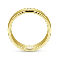 Clearance Gabriel & Co. Emrys - 14K Yellow Gold Diamond Men's Wedding Ring in High Polished Finish