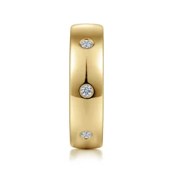 Clearance Gabriel & Co. Emrys - 14K Yellow Gold Diamond Men's Wedding Ring in High Polished Finish