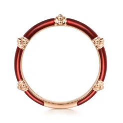 Sale Gabriel & Co. Enamel - 14K Rose Gold Bujukan Bar Split Stackable with Chrome Red Enamel