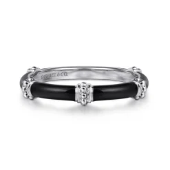 Hot Gabriel & Co. Enamel - 14K White Gold Bujukan Bar Split Stackable with Black Enamel
