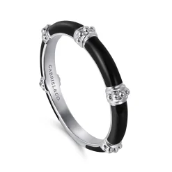 Hot Gabriel & Co. Enamel - 14K White Gold Bujukan Bar Split Stackable with Black Enamel