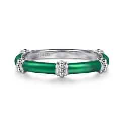 Discount Gabriel & Co. Enamel - 14K White Gold Bujukan Bar Split Stackable with Chrome Green Enamel