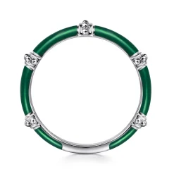 Discount Gabriel & Co. Enamel - 14K White Gold Bujukan Bar Split Stackable with Chrome Green Enamel