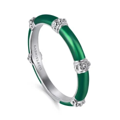 Discount Gabriel & Co. Enamel - 14K White Gold Bujukan Bar Split Stackable with Chrome Green Enamel