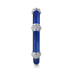 Gabriel & Co. Enamel - 14K White Gold Bujukan Bar Split Stackable with Chrome Blue Enamel