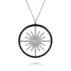 New Gabriel & Co. Enamel - 14K White Gold Diamond Starburst Pendant Necklace with Black Enamel