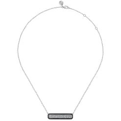 Outlet Gabriel & Co. Enamel - 14K White Gold Pave Diamond Bar Necklace with Black Enamel
