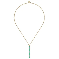 Gabriel & Co. Enamel - 14K Yellow Gold Blue Topaz Bar Necklace with Mint Green Enamel