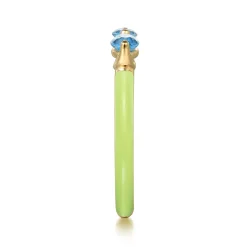 New Gabriel & Co. Enamel - 14K Yellow Gold Blue Topaz Open Stackable with Neon Yellow Enamel