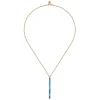 New Gabriel & Co. Enamel - 14K Yellow Gold Blue Topaz Bar Necklace with Blue Enamel