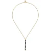 Outlet Gabriel & Co. Enamel - 14K Yellow Gold Blue Topaz Bar Necklace with Black Enamel