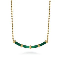 Sale Gabriel & Co. Enamel - 14K Yellow Gold Bujukan Bar Necklace with Chrome Green Enamel