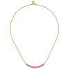 Sale Gabriel & Co. Enamel - 14K Yellow Gold Bujukan Bar Necklace with Fuchsia Enamel