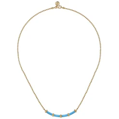 Hot Gabriel & Co. Enamel - 14K Yellow Gold Bujukan Bar Necklace with Dusk Blue Enamel
