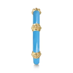 Gabriel & Co. Enamel - 14K Yellow Gold Bujukan Bar Split Stackable with Dusk Blue Enamel