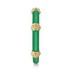 Clearance Gabriel & Co. Enamel - 14K Yellow Gold Bujukan Bar Split Stackable with Emerald Green Enamel
