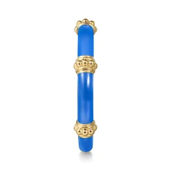 Online Gabriel & Co. Enamel - 14K Yellow Gold Bujukan Bar Split Stackable with Blue Enamel