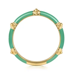 Hot Gabriel & Co. Enamel - 14K Yellow Gold Bujukan Bar Split Stackable with Mint Green Enamel