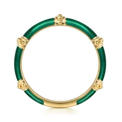 Outlet Gabriel & Co. Enamel - 14K Yellow Gold Bujukan Bar Split Stackable with Chrome Green Enamel