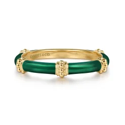 Outlet Gabriel & Co. Enamel - 14K Yellow Gold Bujukan Bar Split Stackable with Chrome Green Enamel