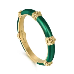 Outlet Gabriel & Co. Enamel - 14K Yellow Gold Bujukan Bar Split Stackable with Chrome Green Enamel