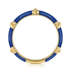 Discount Gabriel & Co. Enamel - 14K Yellow Gold Bujukan Bar Split Stackable with Admiral Blue Enamel