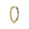 Gabriel & Co. Enamel - 14K Yellow Gold Bujukan Beads Classic Hoop Pyramid Earrings with Blue Enamel