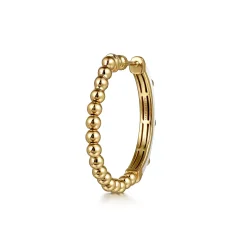 Online Gabriel & Co. Enamel - 14K Yellow Gold Bujukan Beads and Diamond Split Classic Hoop with White Enamel