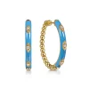 Discount Gabriel & Co. Enamel - 14K Yellow Gold Bujukan Beads and Diamond Split Classic Hoop with Dusk Blue Enamel