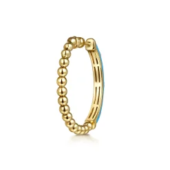 Discount Gabriel & Co. Enamel - 14K Yellow Gold Bujukan Beads and Diamond Split Classic Hoop with Dusk Blue Enamel