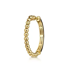 Best Gabriel & Co. Enamel - 14K Yellow Gold Bujukan Beads and Diamond Split Classic Hoop with Black Enamel
