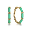 Online Gabriel & Co. Enamel - 14K Yellow Gold Bujukan Beads and Bar Split Classic Hoop with Mint Green Enamel