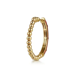 Online Gabriel & Co. Enamel - 14K Yellow Gold Bujukan Beads and Diamond Split Classic Hoop with Chrome Red Enamel