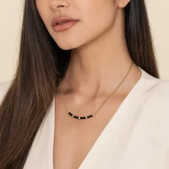 Online Gabriel & Co. Enamel - 14K Yellow Gold Bujukan Bar Necklace with Black Enamel