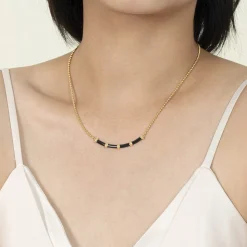 Online Gabriel & Co. Enamel - 14K Yellow Gold Bujukan Bar Necklace with Black Enamel