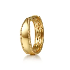 Best Gabriel & Co. Enamel - 14K Yellow Gold Bujukan Diamond Classic Hoop Earrings with Chrome Green Enamel