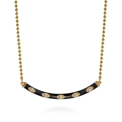 Hot Gabriel & Co. Enamel - 14K Yellow Gold Diamond Bar Necklace with Black Enamel