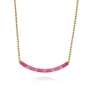 Online Gabriel & Co. Enamel - 14K Yellow Gold Diamond Bar Necklace with Fuchsia Enamel