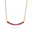 Best Gabriel & Co. Enamel - 14K Yellow Gold Diamond Bar Necklace with Chrome Red Enamel