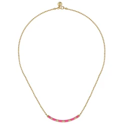 Sale Gabriel & Co. Enamel - 14K Yellow Gold Diamond Bar Necklace with Fuchsia Enamel
