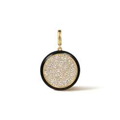 Online Gabriel & Co. Enamel - 14K Yellow Gold Diamond Medallion With Detachable Bail with Black Enamel